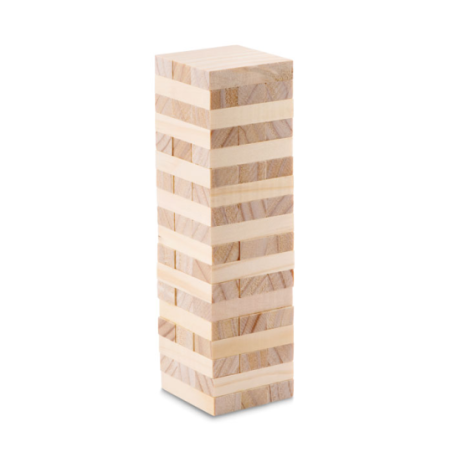 Jeu personnalisable en bois tour à empiler dans pochette en coton