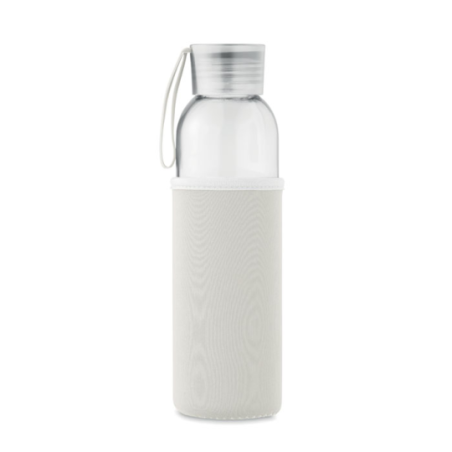 Bouteille verre recyclé personnalisable avec son manchon en néoprène 500 ml