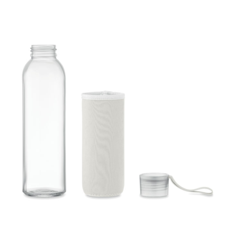 Bouteille verre recyclé personnalisable avec son manchon en néoprène 500 ml