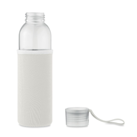 Bouteille verre recyclé personnalisable avec son manchon en néoprène 500 ml