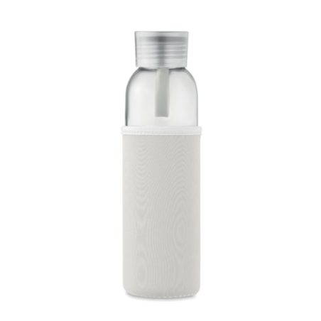 Bouteille verre recyclé personnalisable avec son manchon en néoprène 500 ml