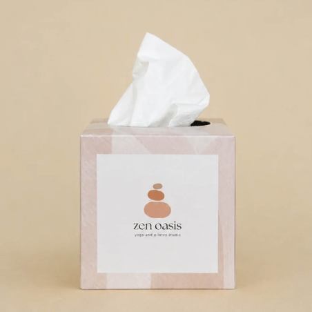 Boîte de 100 mouchoirs personnalisable en papier biodégradable - Made in Europe - Carrée