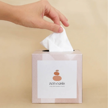 Boîte de 100 mouchoirs personnalisable en papier biodégradable - Made in Europe - Carrée