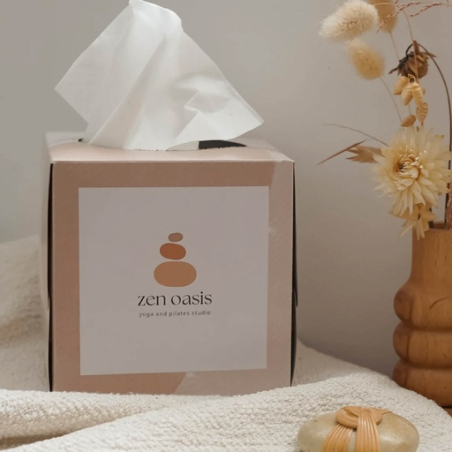 Boîte de 100 mouchoirs personnalisable en papier biodégradable - Made in Europe - Carrée