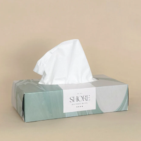 Boîte de 100 mouchoirs personnalisable en papier biodégradable - Made in Europe - Rectangle