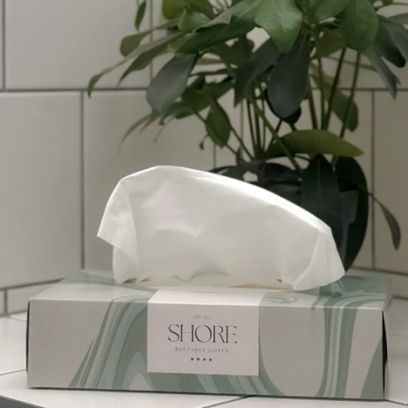 Boîte de 100 mouchoirs personnalisable en papier biodégradable - Made in Europe - Rectangle