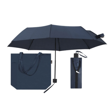 Set parapluie pliant & tempête avec son sac personnalisable en RPET - Ø100cm - Escan