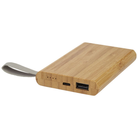 Batterie de secours personnalisée Tulda de 5&nbsp;000&nbsp;mAh en bambou