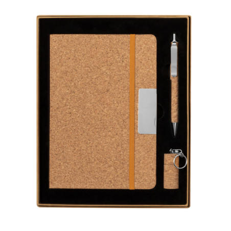 Set personnalisable bloc note stylo bille et clé usb 16 go en liège