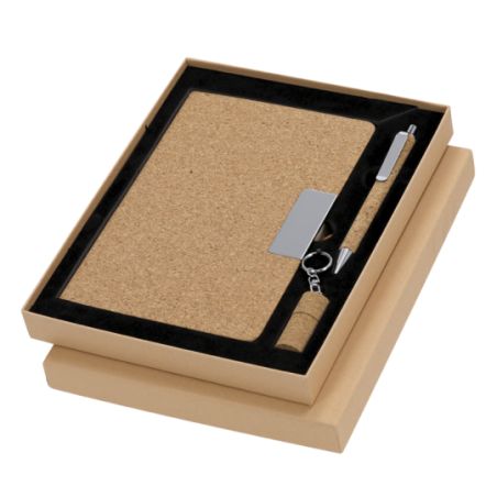 Set personnalisable bloc note stylo bille et clé usb 16 go en liège