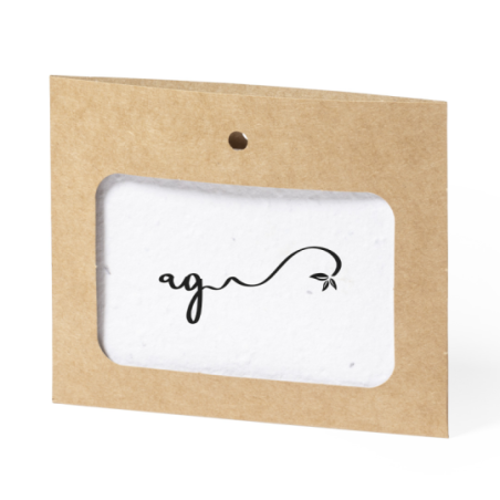 Porte badge en carton recyclé et sa carte en papier ensemencé - 11,3 x 9,3 cm - Binem
