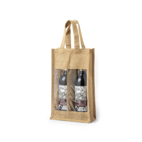 Sac pour 2 bouteilles publicitaire en jute Koop