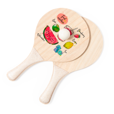 Raquette Plage personnalisable en bois paille de blé et PP Zaxia