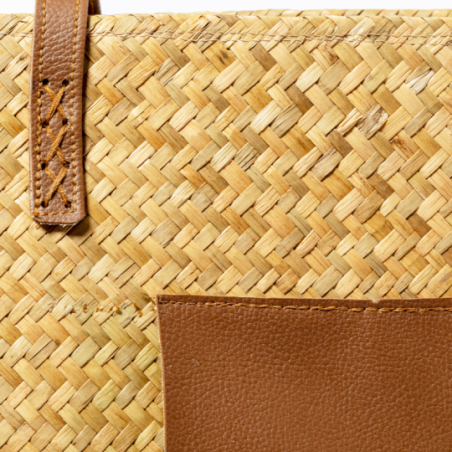 Sac de plage personnalisable en paille et similicuir Moxia