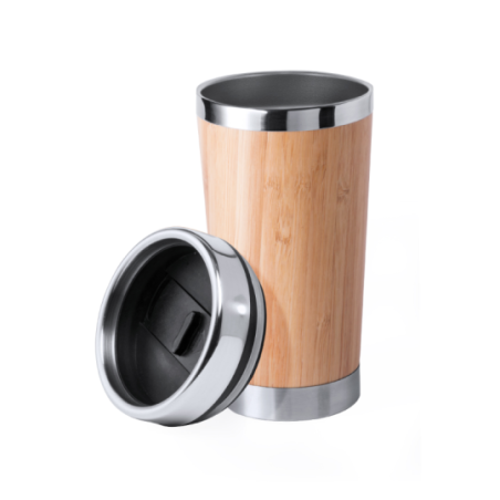Tasse isotherme personnalisable inox et bambou 500ml Ariston