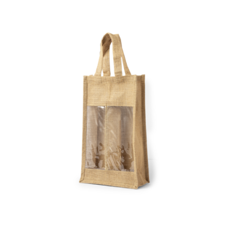 Sac pour 2 bouteilles publicitaire en jute Koop
