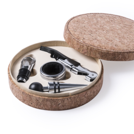 Coffret sommelier publicitaire en liège 4 pièces