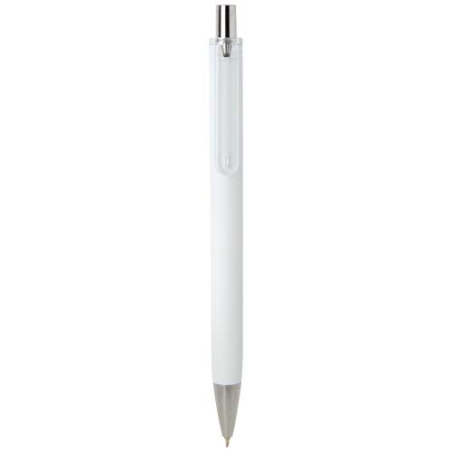 Stylo bille personnalisable en plastique recyclé certifié RCS avec finition métallique à encre noire Feld