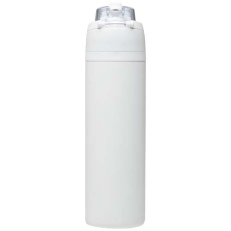 Bouteille d'eau publicitaire Theron 800 ml en acier inoxydable à simple paroi recyclé RCS avec bouchon à double fonction et pail