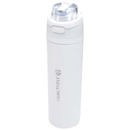 Bouteille d'eau publicitaire Theron 800 ml en acier inoxydable à simple paroi recyclé RCS avec bouchon à double fonction et pail