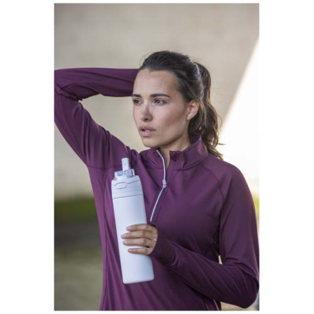 Bouteille d'eau publicitaire Theron 800 ml en acier inoxydable à simple paroi recyclé RCS avec bouchon à double fonction et pail