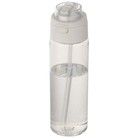 Bouteille personnalisable en plastique recyclé RCS avec bouchon double fonction et paille rabattable Theron 700 ml