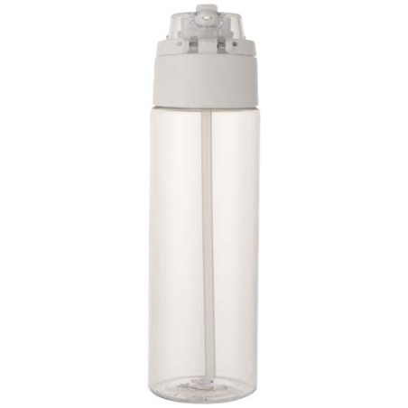 Bouteille personnalisable en plastique recyclé RCS avec bouchon double fonction et paille rabattable Theron 700 ml