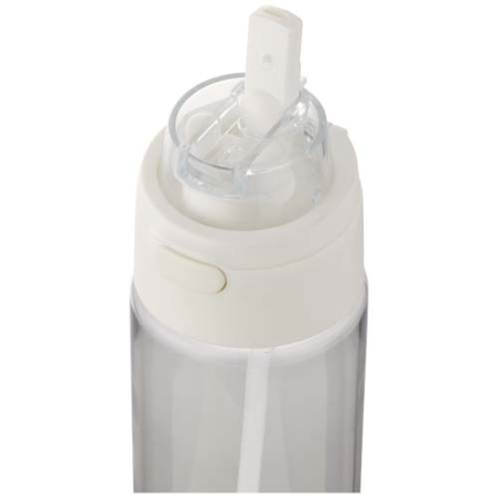 Bouteille personnalisable en plastique recyclé RCS avec bouchon double fonction et paille rabattable Theron 700 ml