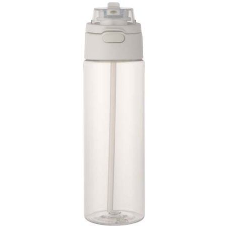 Bouteille personnalisable en plastique recyclé RCS avec bouchon double fonction et paille rabattable Theron 700 ml