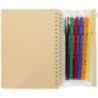Cahier publicitaire à couverture rigide B6 et papier 100g/m2 FSC et lot de marqueurs Squiggle Cahier publicitaire à couverture rigide B6 et papier 100g/m2 FSC et lot de marqueurs Squiggle