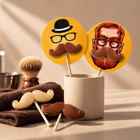 Sucette personnalisable au chocolat en forme de moustache