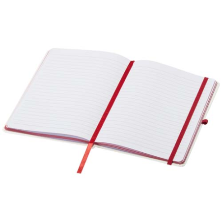 Carnet publicitaire à couverture rigide A5 avec 80 feuilles blanches en papier FSC lignées 60g/m2 avec bords colorés Spectrum