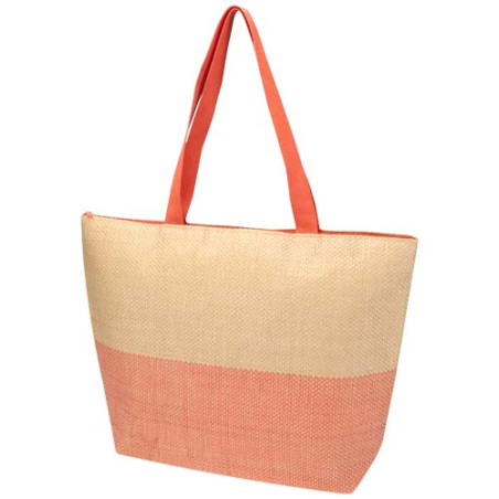 Grand sac publicitaire fourre-tout en papier paille Rhythm avec fermeture à glissière 21 L