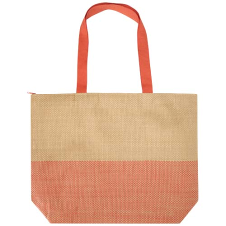 Grand sac publicitaire fourre-tout en papier paille Rhythm avec fermeture à glissière 21 L