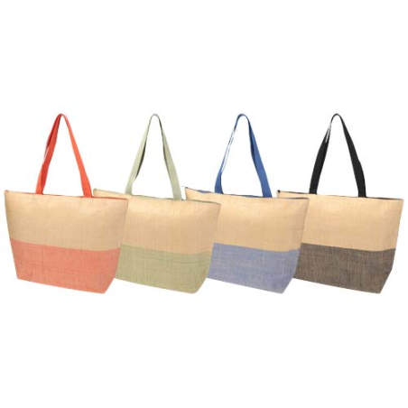 Grand sac publicitaire fourre-tout en papier paille Rhythm avec fermeture à glissière 21 L