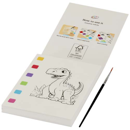 Livre de coloriage publicitaire et set de crayons pinceaux à eau Quell