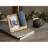 Support de téléphone publicitaire en acacia avec chargeur 15W et cadre photo - FINWOOD Support de téléphone publicitaire en acacia avec chargeur 15W et cadre photo - FINWOOD