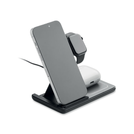 Support de téléphone publicitaire pliable 3-en-1 avec charge 15W - DOCK3
