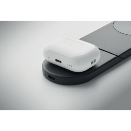 Support et chargeur de téléphone personnalisable pliable 3-en-1 en ABS 15W - ELASTI