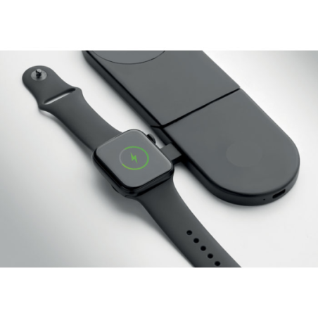 Support et chargeur de téléphone personnalisable pliable 3-en-1 en ABS 15W - ELASTI