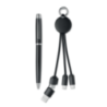 Coffret cadeau personnalisable 2 pièces avec stylo à bille en métal encre bleue et porte-clés câble de charge 2 en 1 INTWOS