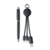 Coffret cadeau personnalisable 2 pièces avec stylo à bille en métal encre bleue et porte-clés câble de charge 2 en 1 INTWOS
