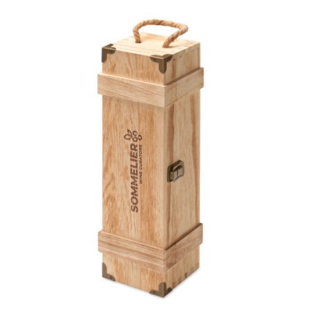 Coffret à vin publicitaire en paulownia avec fermeture en metal VINBOX +