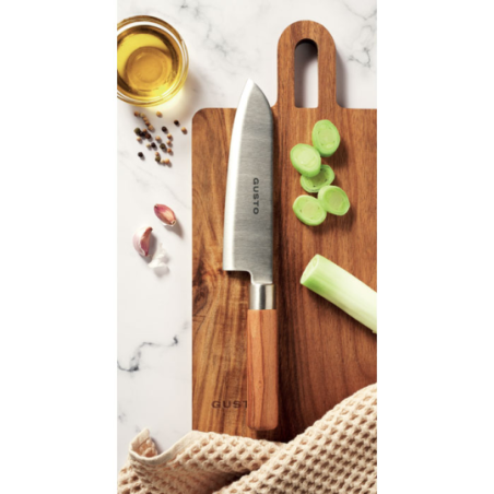Couteau de chef publicitaire en acier inoxydable et en bois de hêtre SLICE