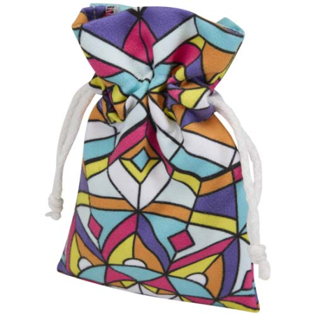 Pochette publicitaire en polyester recyclé impression en sublimation fabriqué en europe 15 x 10 cm Givo