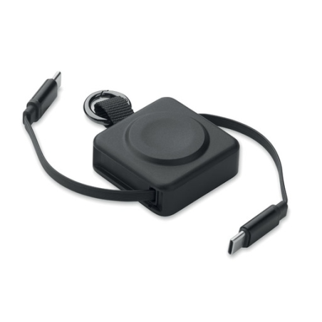 Câble rétractable personnalisé USB-C/ USB-C de 100W - SKILFUL