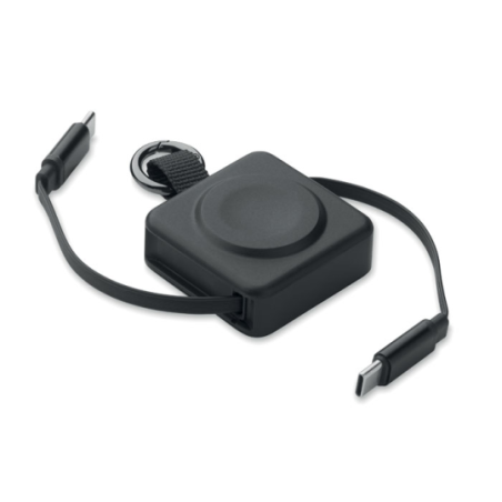 Câble rétractable personnalisé USB-C/ USB-C de 100W - SKILFUL