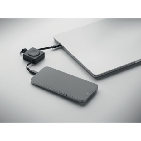 Câble rétractable personnalisé USB-C/ USB-C de 100W - SKILFUL