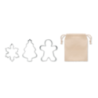 Emporte-pièces publicitaire de Noël en acier inoxydable dans un sac en coton Lot de 3 COOKIES Emporte-pièces publicitaire de Noël en acier inoxydable dans un sac en coton Lot de 3 COOKIES