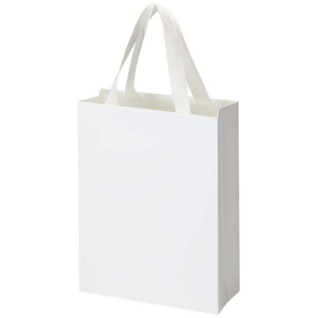 Sac en papier publicitaire certifié FSC 230 g/m² avec anses en ruban et pelliculage brillant 24 x 10 x 32 cm Smartfold